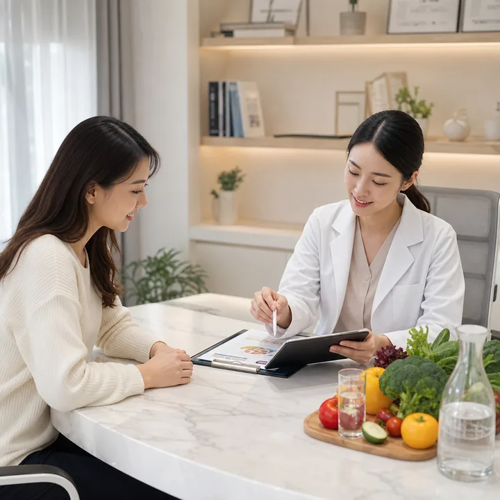 代謝減重管理諮詢情境，醫療人員與個案討論生活型態與健康管理方向